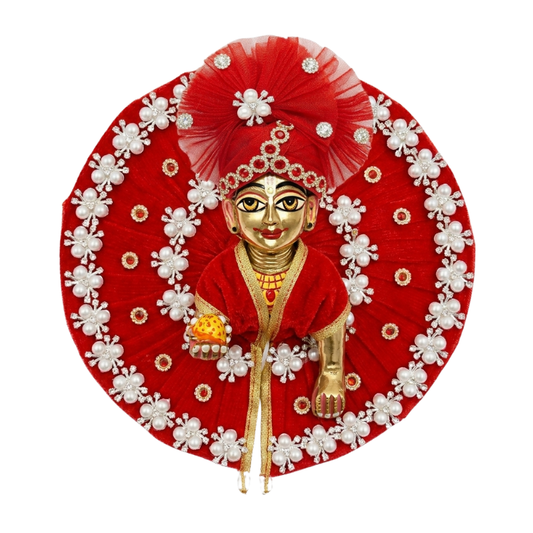 Makdi Moti Hand Work Dress With Matching Mukut For Laddu Gopal ( Size - 4 )