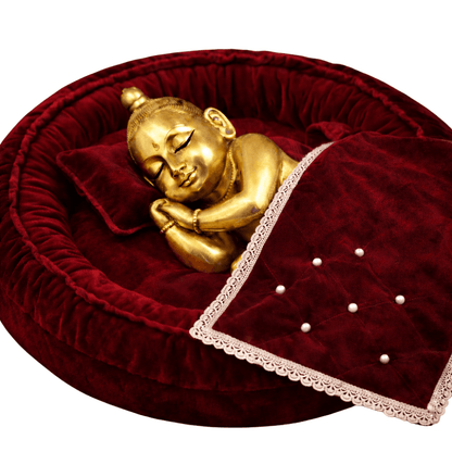 Round Velvet Bedding Set for Laddu Gopal ( Size - 0 to 5 )