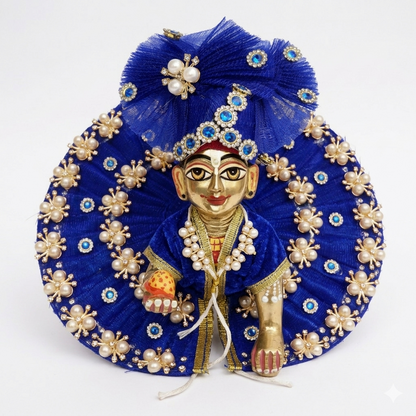 Makdi Moti Hand Work Dress With Matching Mukut For Laddu Gopal ( Size - 4 )