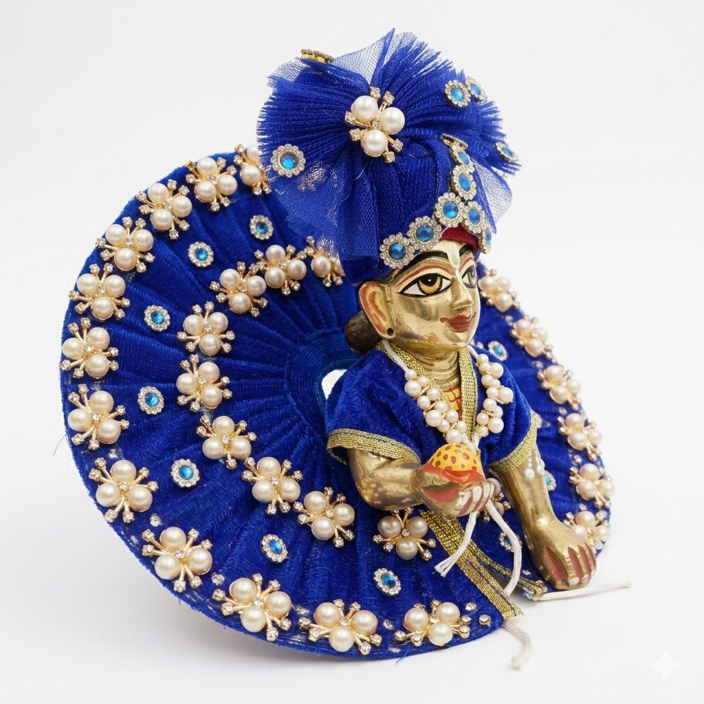 Makdi Moti Hand Work Dress With Matching Mukut For Laddu Gopal ( Size - 4 )