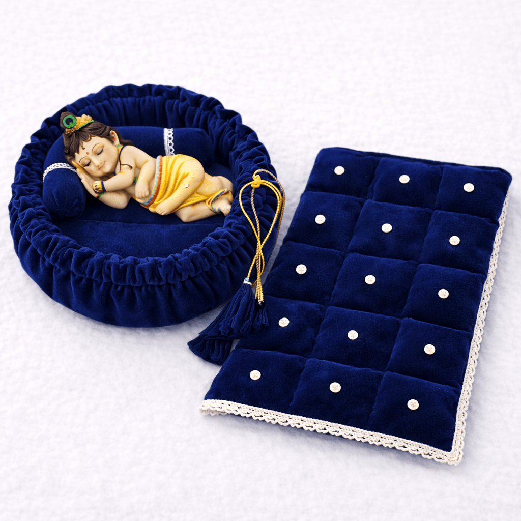 Round Velvet Bedding Set for Laddu Gopal ( Size - 0 to 5 )