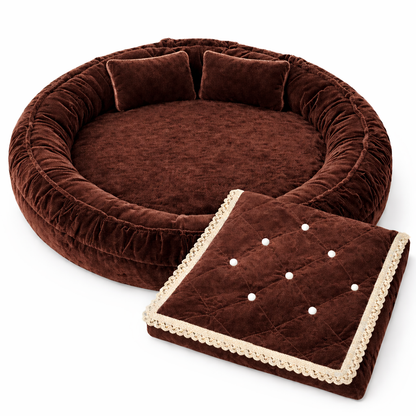 Round Velvet Bedding Set for Laddu Gopal ( Size - 0 to 5 )