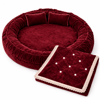 Round Velvet Bedding Set for Laddu Gopal ( Size - 0 to 5 )