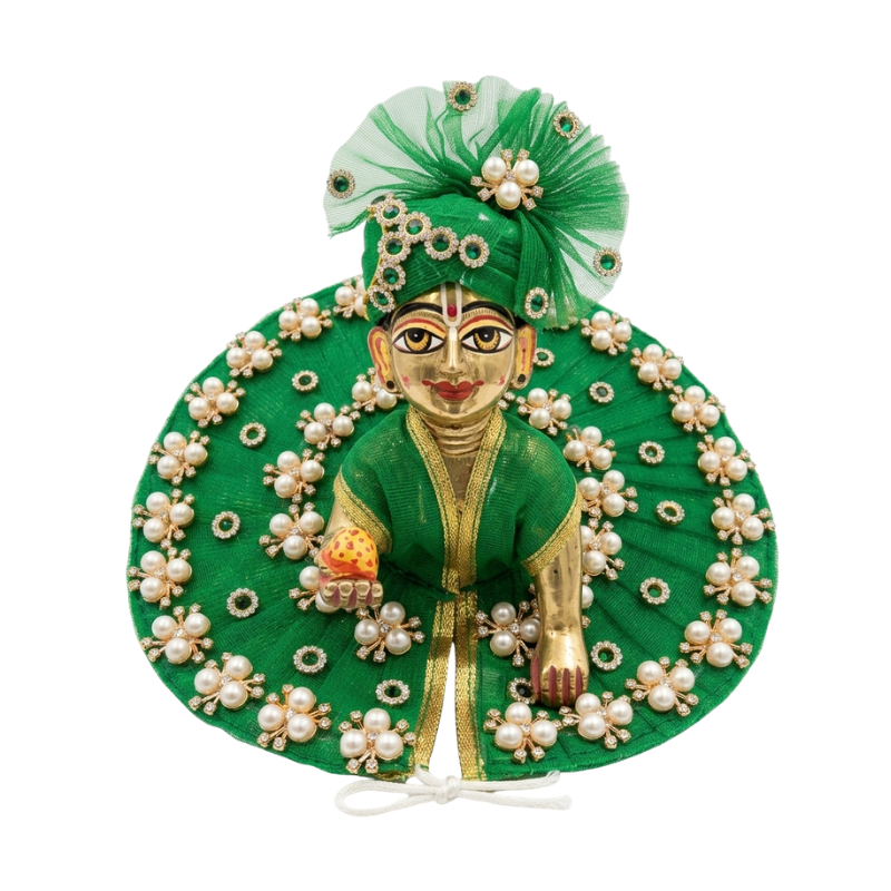 Makdi Moti Hand Work Dress With Matching Mukut For Laddu Gopal ( Size - 4 )