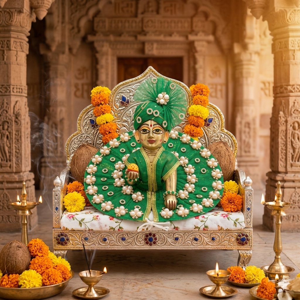 Makdi Moti Hand Work Dress With Matching Mukut For Laddu Gopal ( Size - 4 )