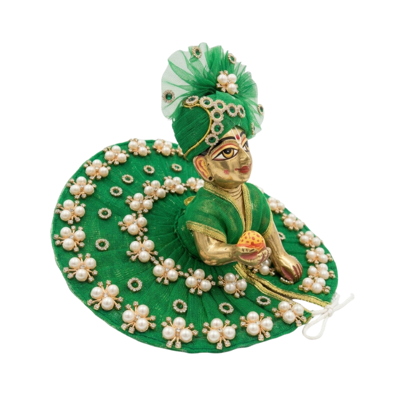 Makdi Moti Hand Work Dress With Matching Mukut For Laddu Gopal ( Size - 4 )