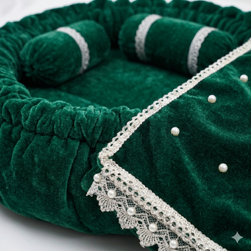 Round Velvet Bedding Set for Laddu Gopal ( Size - 0 to 5 )