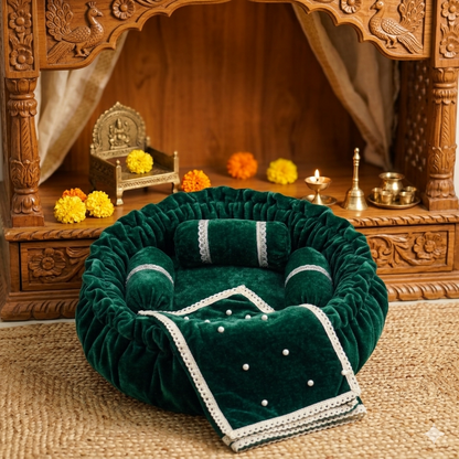 Round Velvet Bedding Set for Laddu Gopal ( Size - 0 to 5 )