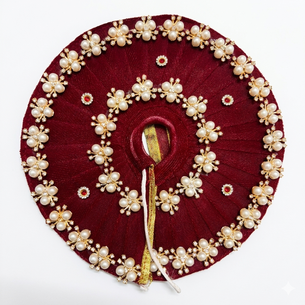 Makdi Moti Hand Work Dress With Matching Mukut For Laddu Gopal ( Size - 4 )