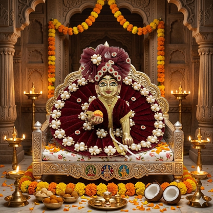 Makdi Moti Hand Work Dress With Matching Mukut For Laddu Gopal ( Size - 4 )