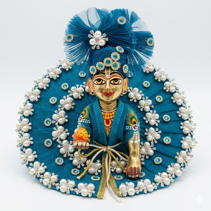Makdi Moti Hand Work Dress With Matching Mukut For Laddu Gopal ( Size - 4 )