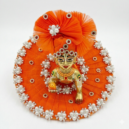 Makdi Moti Hand Work Dress With Matching Mukut For Laddu Gopal ( Size - 4 )