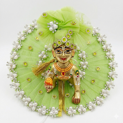 Makdi Moti Hand Work Dress With Matching Mukut For Laddu Gopal ( Size - 4 )