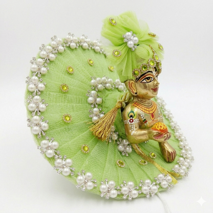 Makdi Moti Hand Work Dress With Matching Mukut For Laddu Gopal ( Size - 4 )