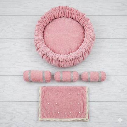 Round Velvet Bedding Set for Laddu Gopal ( Size - 0 to 5 )