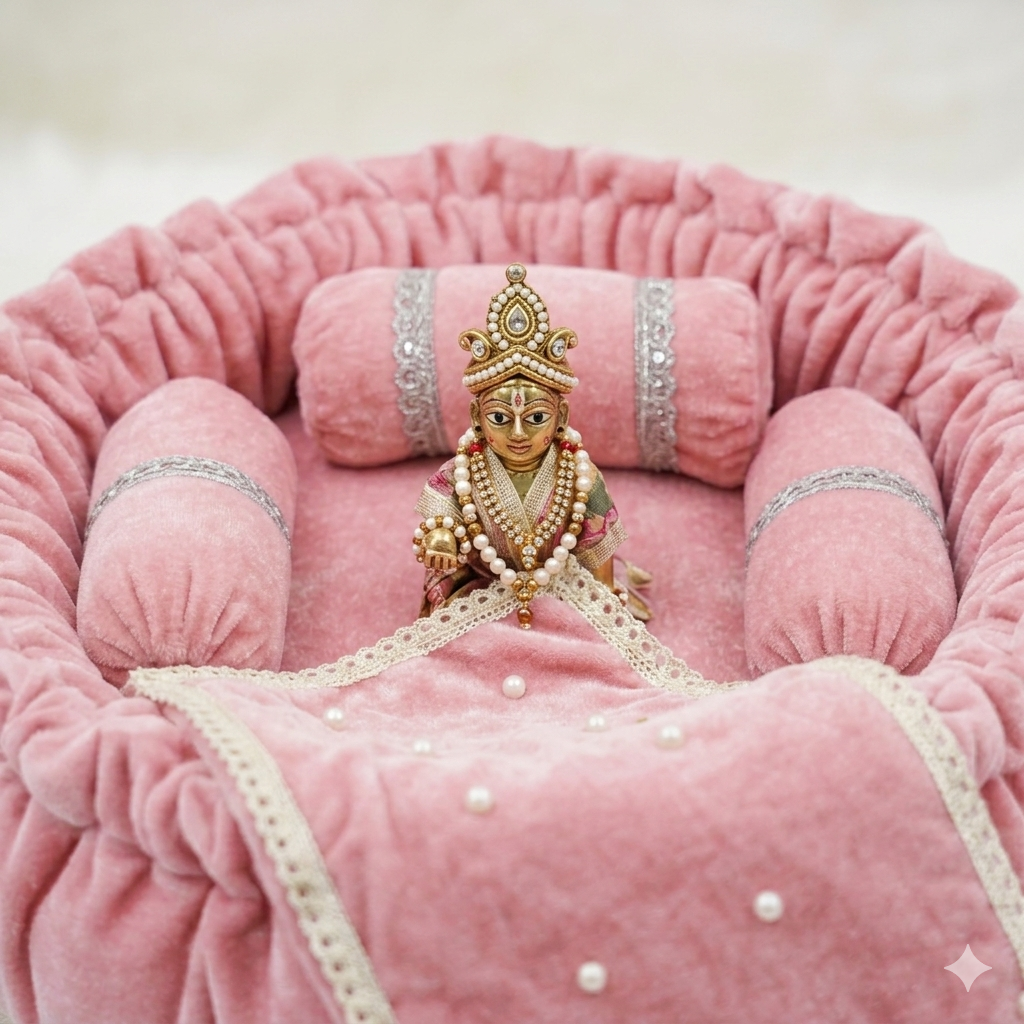 Round Velvet Bedding Set for Laddu Gopal ( Size - 0 to 5 )