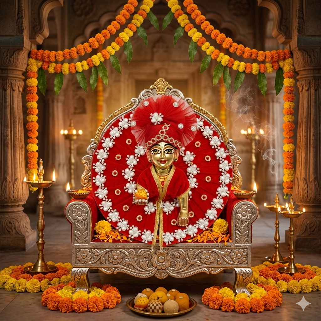 Makdi Moti Hand Work Dress With Matching Mukut For Laddu Gopal ( Size - 4 )