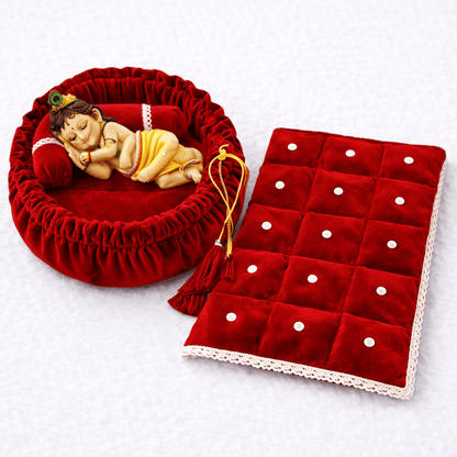 Round Velvet Bedding Set for Laddu Gopal ( Size - 0 to 5 )
