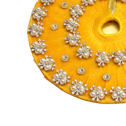 Makdi Moti Hand Work Dress With Matching Mukut For Laddu Gopal ( Size - 4 )
