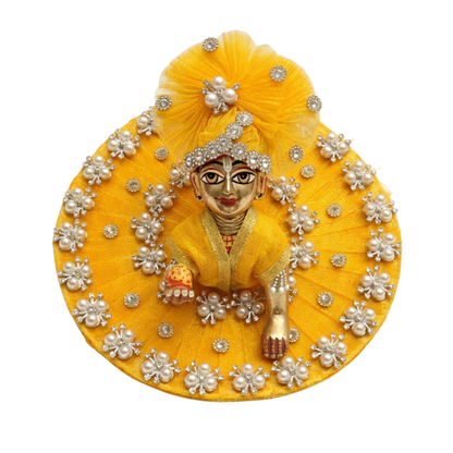 Makdi Moti Hand Work Dress With Matching Mukut For Laddu Gopal ( Size - 4 )