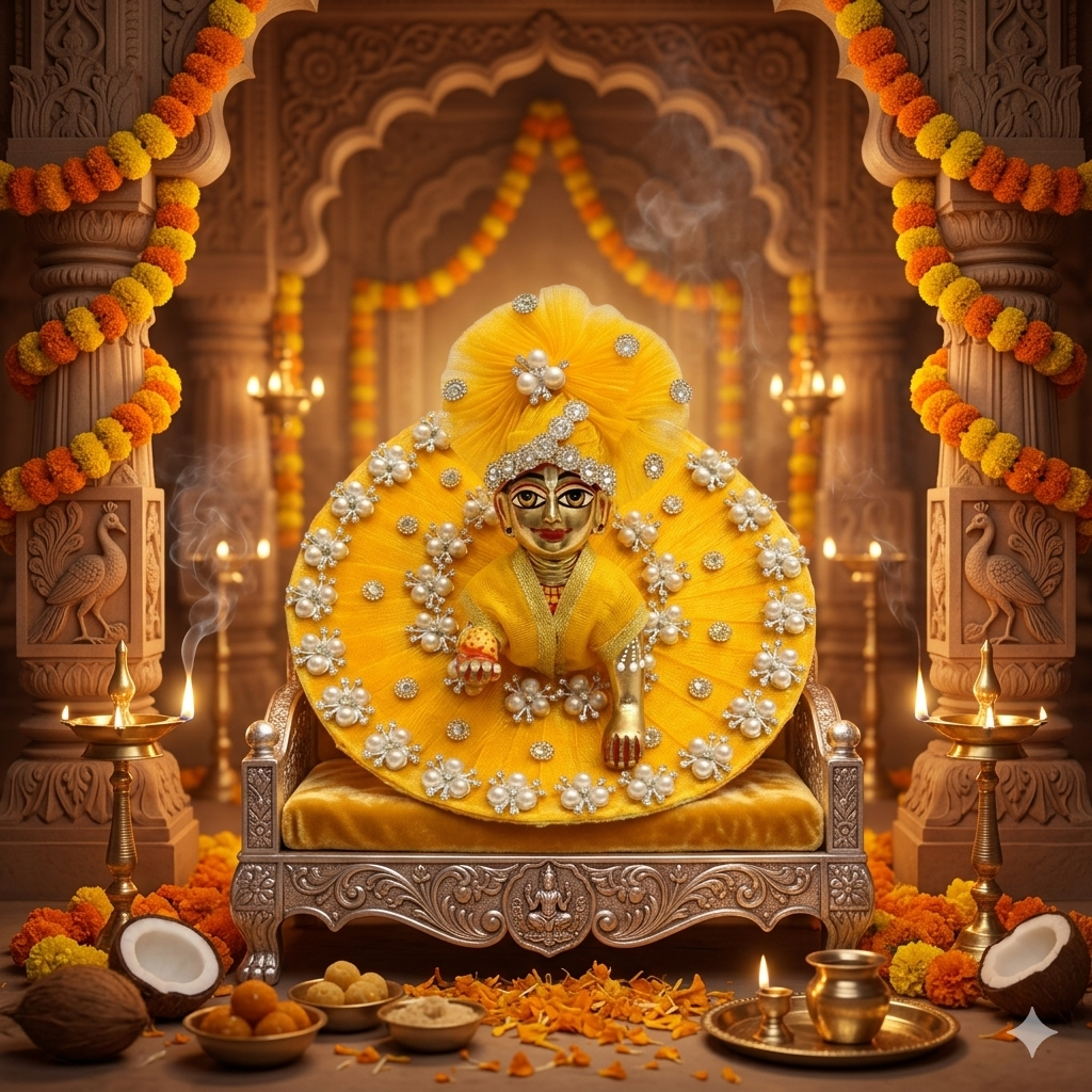 Makdi Moti Hand Work Dress With Matching Mukut For Laddu Gopal ( Size - 4 )