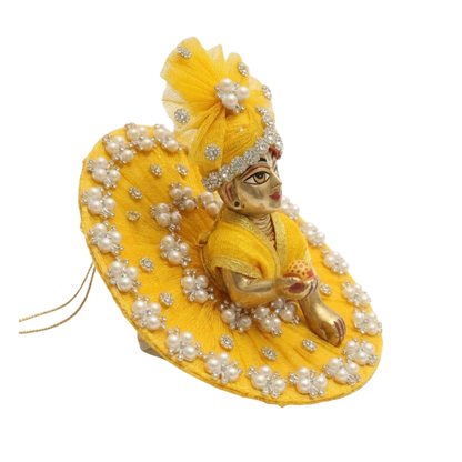 Makdi Moti Hand Work Dress With Matching Mukut For Laddu Gopal ( Size - 4 )