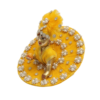 Makdi Moti Hand Work Dress With Matching Mukut For Laddu Gopal ( Size - 4 )