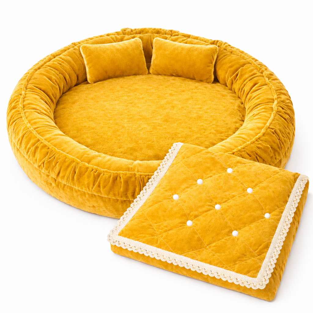Round Velvet Bedding Set for Laddu Gopal ( Size - 0 to 5 )